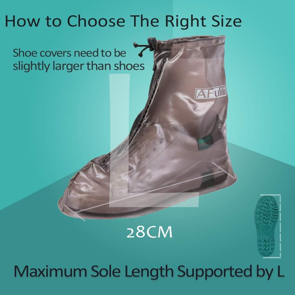 Waterproof Shoe Covers Reusable Non Slip Snow Rain Shoe Covers Shoe Protector Guards Water Resistant Overshoe (Large, White)