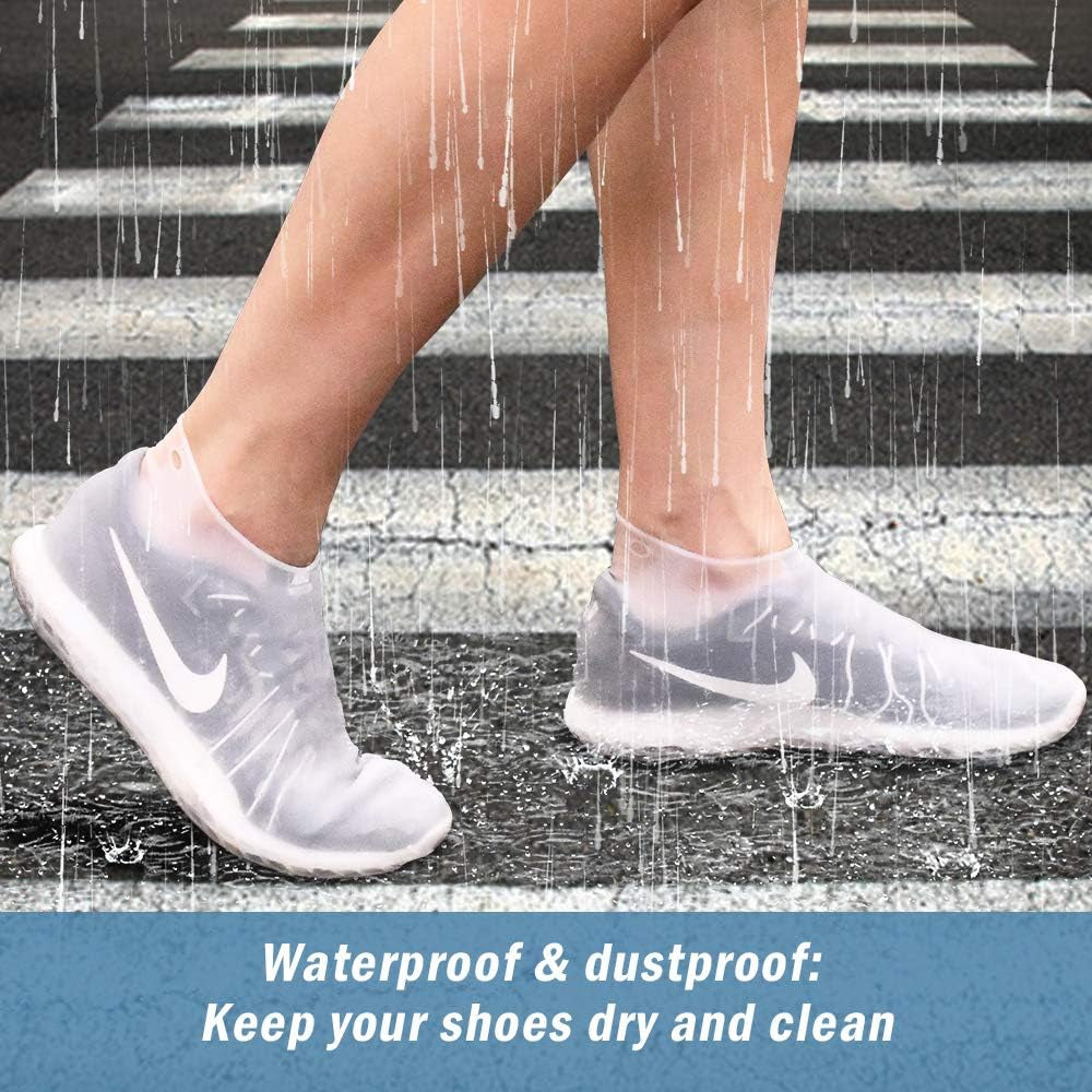 Reusable Silicone Waterproof Shoe Covers with Carrying Bag, No-Slip Silicone Rubber Shoe Protectors for Kids,Men and Women