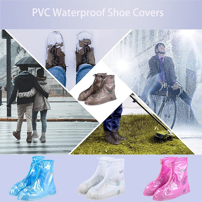Waterproof Shoe Covers Reusable Non Slip Snow Rain Shoe Covers Shoe Protector Guards Water Resistant Overshoe (Large, White)