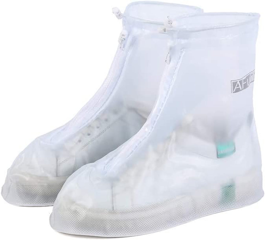 Waterproof Shoe Covers Reusable Non Slip Snow Rain Shoe Covers Shoe Protector Guards Water Resistant Overshoe (Large, White)